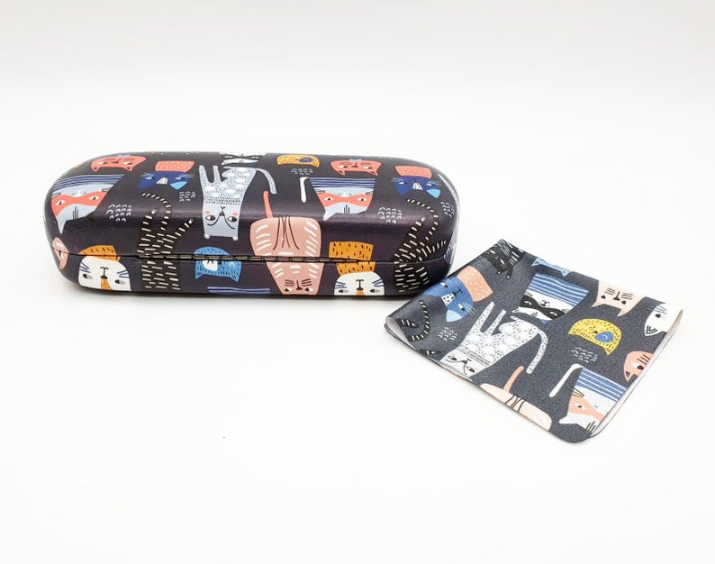 cat hard glasses case back view
