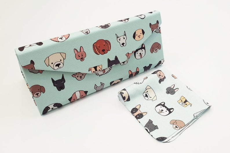 dog folding glasses case angle view