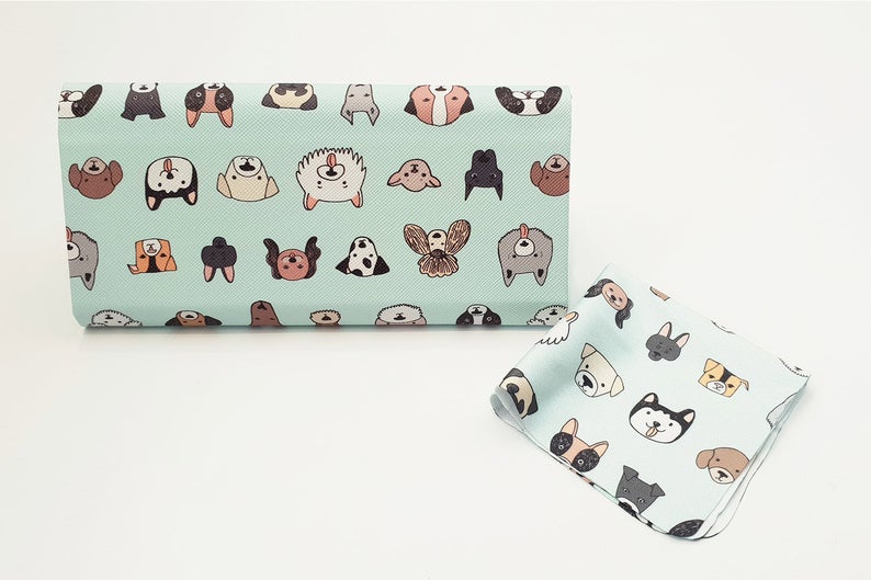 dog folding glasses case back view