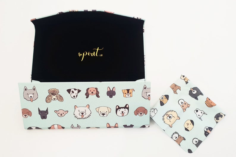 dog folding glasses case open view